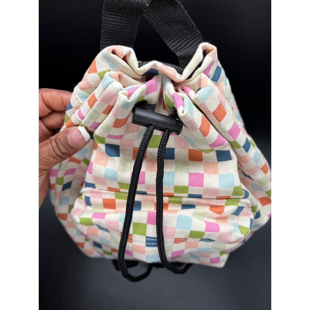 Vans Mini Backpack Pastel Checkerboard Canvas Drawstring Bag Multicolor Travel - Picture 2 of 11